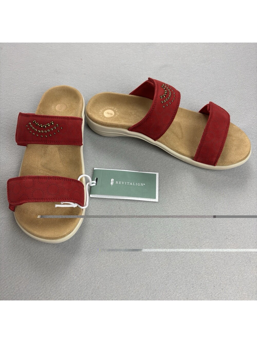REVITALIGN Women's Mirage Slide Sandal Size 11B Baked Apple Leather Upper